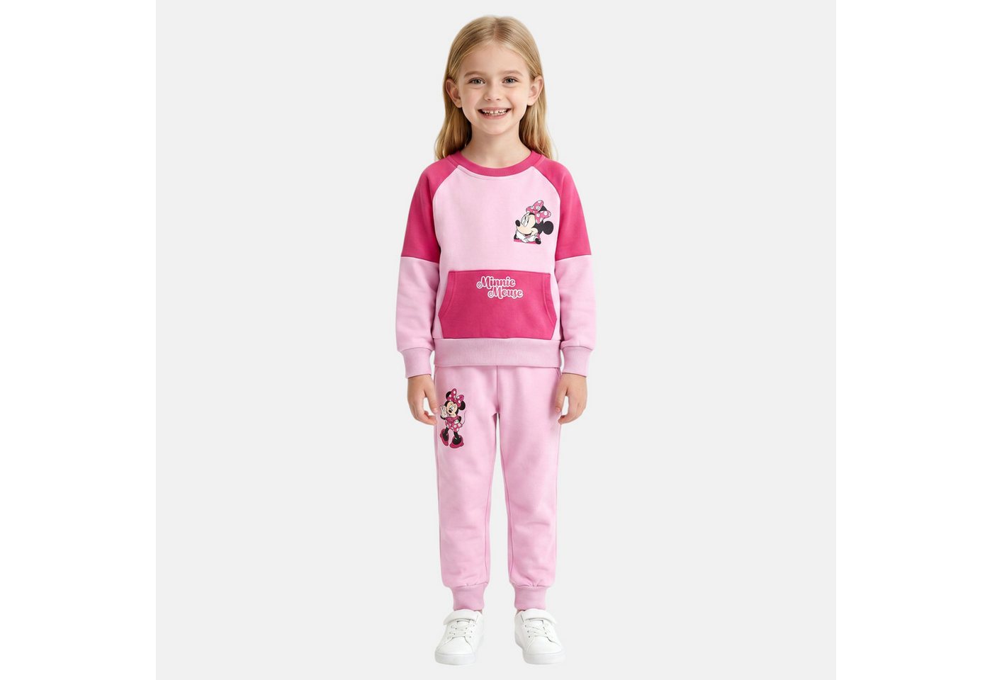 Disney Minnie Mouse Jogginganzug Minnie Maus Jogginganzug Mädchen Rosa/Grau, 2–8 Jahre (Set, Pullover Sweatshirt mit langer Sporthose für Mädchen), Mädchen Hoodie Sweatshirt mit Kapuze Pulli + lange Sporthose Bild 4