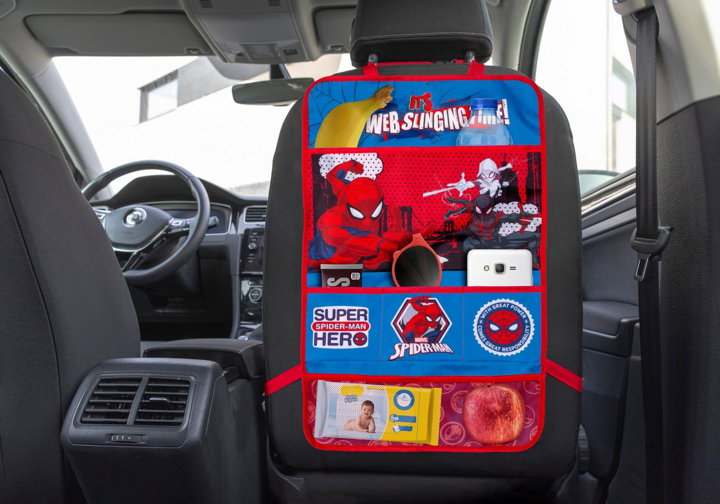 Spiderman Rücksitzorganizer 2-in-1 Auto-Organizer, ideal für Kinderwagen und Autositze Bild 2