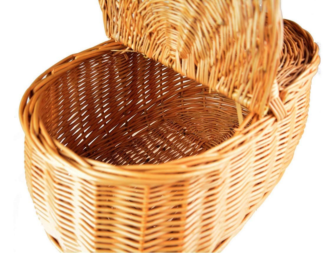 natuleo by pokuc Flaschenkorb Picknickkorb mit Deckel aus Weide oval Braun 44x29x33 cm Bild 2
