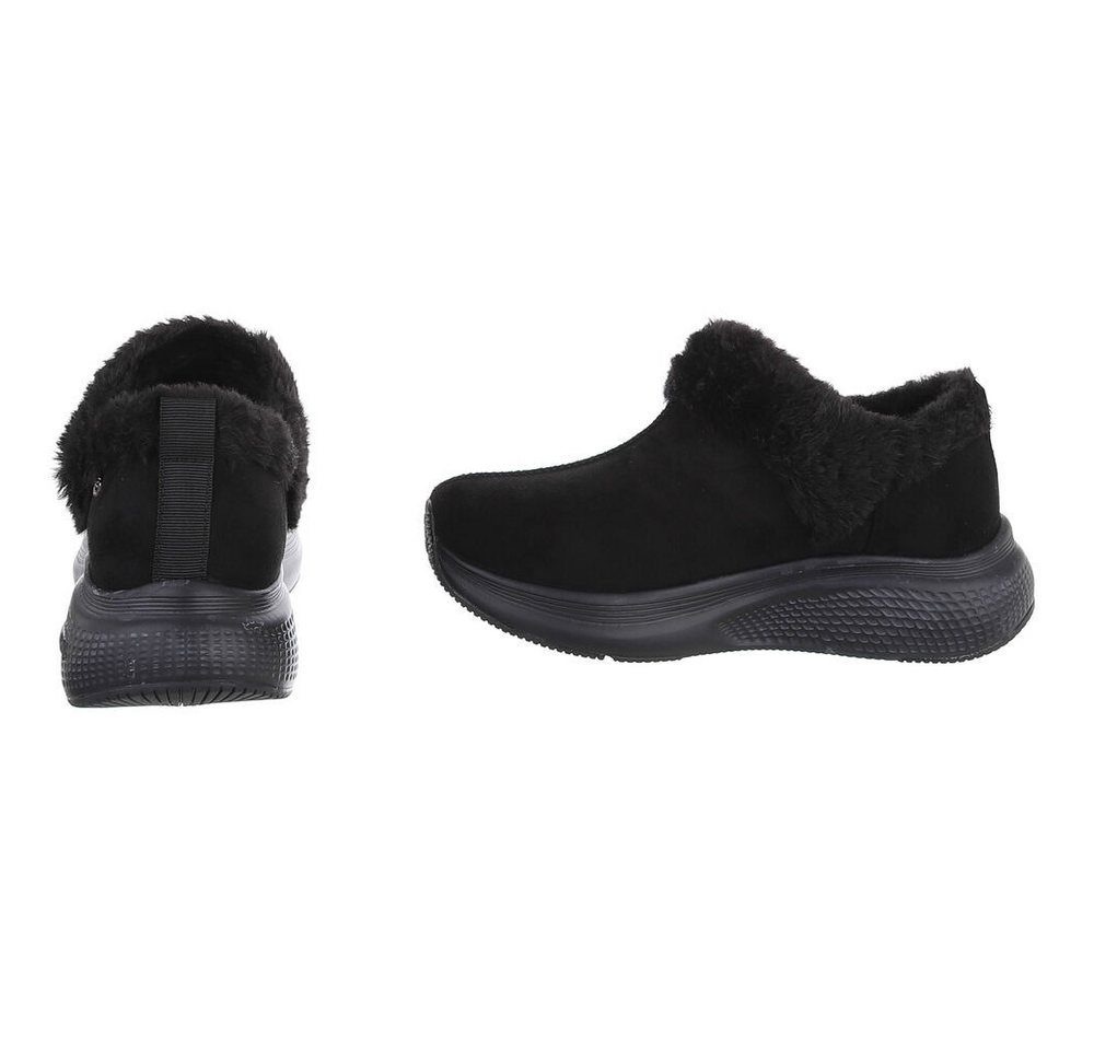 Ital-Design Damen Slip-On Winterstiefeletten mit Plüschkragen Snowboots (92497404) Keilabsatz/Wedge Stiefeletten in Schwarz