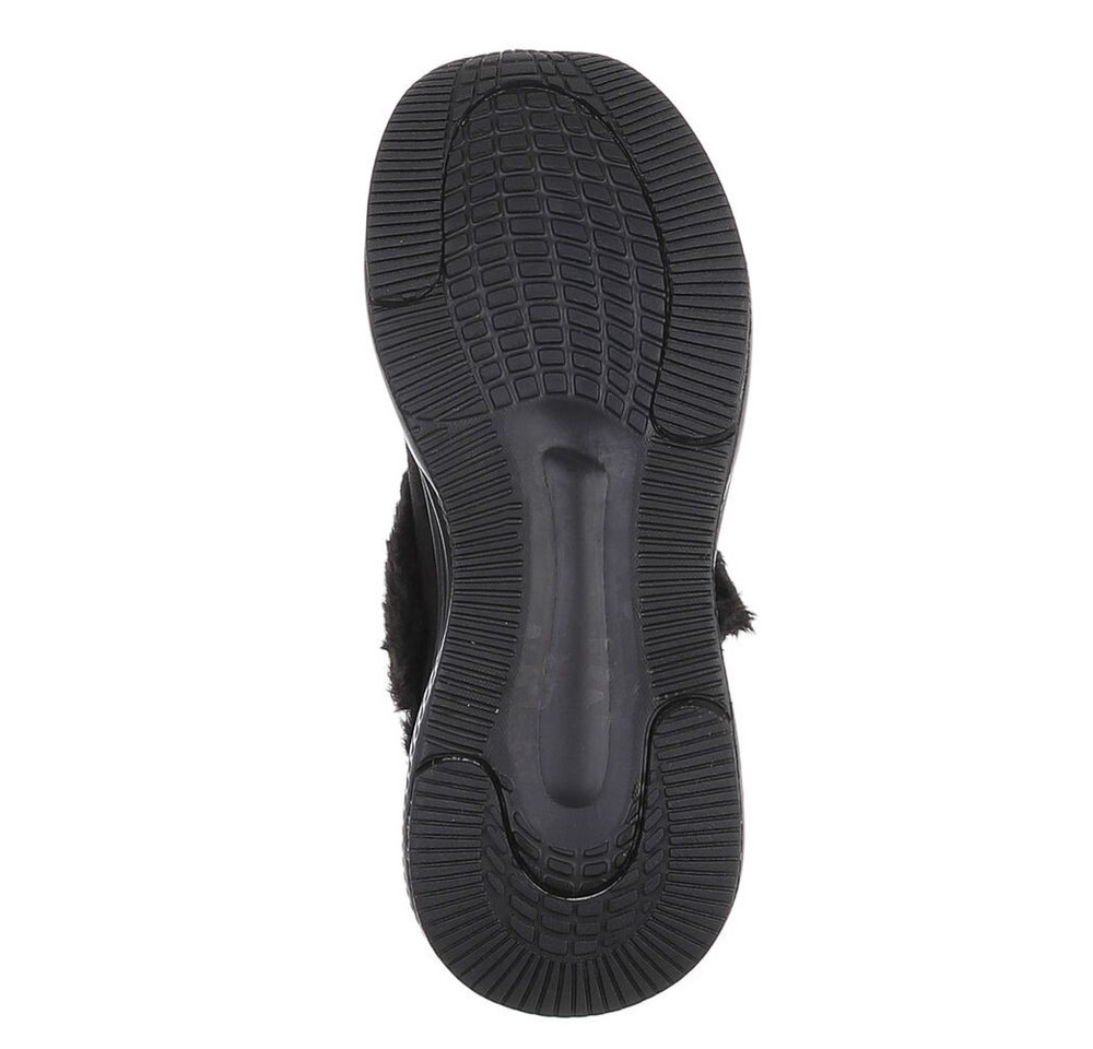 Ital-Design Damen Slip-On Winterstiefeletten mit Plüschkragen Snowboots (92497404) Keilabsatz/Wedge Stiefeletten in Schwarz Bild 3
