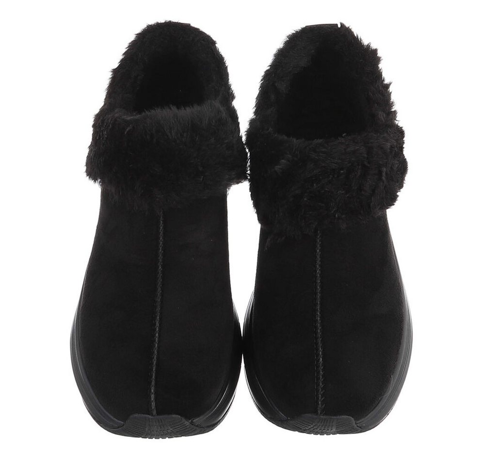 Ital-Design Damen Slip-On Winterstiefeletten mit Plüschkragen Snowboots (92497404) Keilabsatz/Wedge Stiefeletten in Schwarz Bild 4