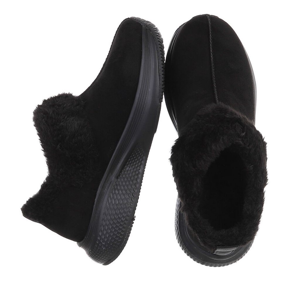 Ital-Design Damen Slip-On Winterstiefeletten mit Plüschkragen Snowboots (92497404) Keilabsatz/Wedge Stiefeletten in Schwarz Bild 5