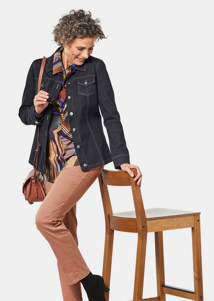 GOLDNER Outdoorjacke Kurzgröße: Zeitlose Jeansjacke aus Baumwolle Unifarbenes Design mit klassischem Hemdkragen und modernem Bund Bild 3