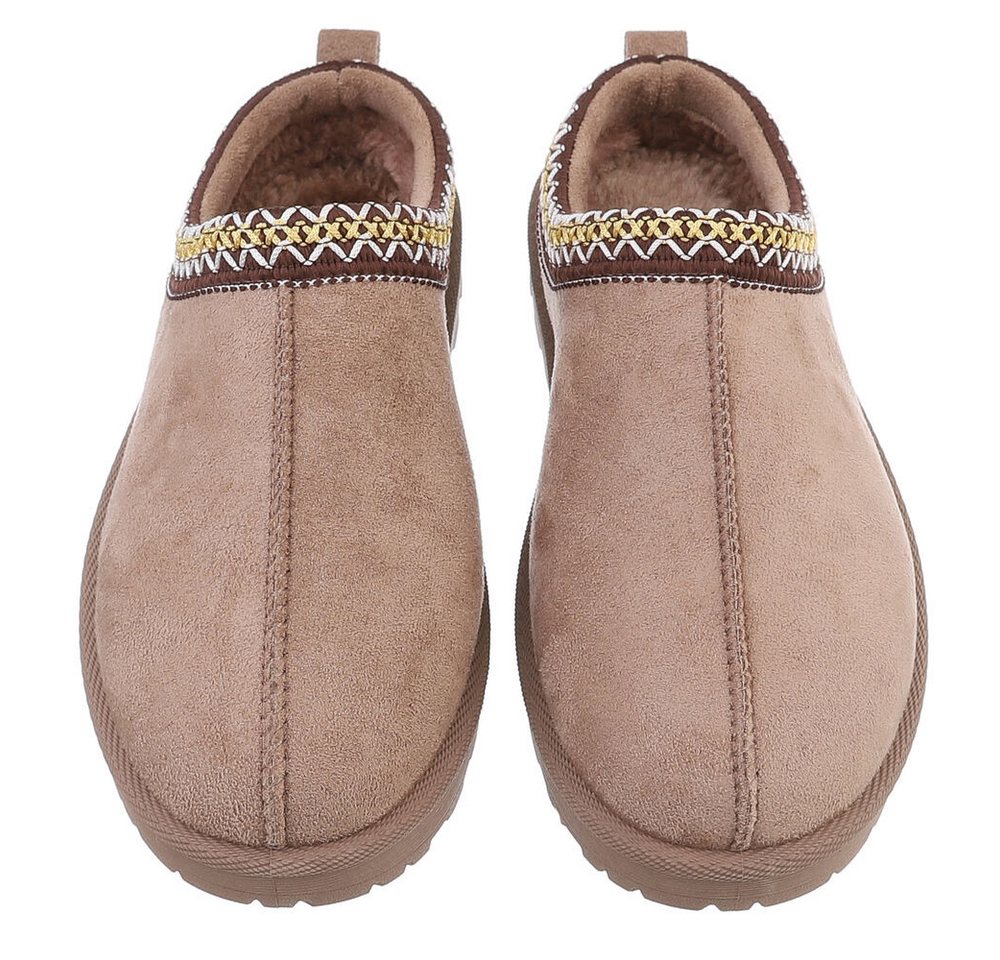 Ital-Design Bequeme Clogs für Damen mit dekorativen Details Snowboots (90457947) Flach Flache Stiefeletten in Hellbraun