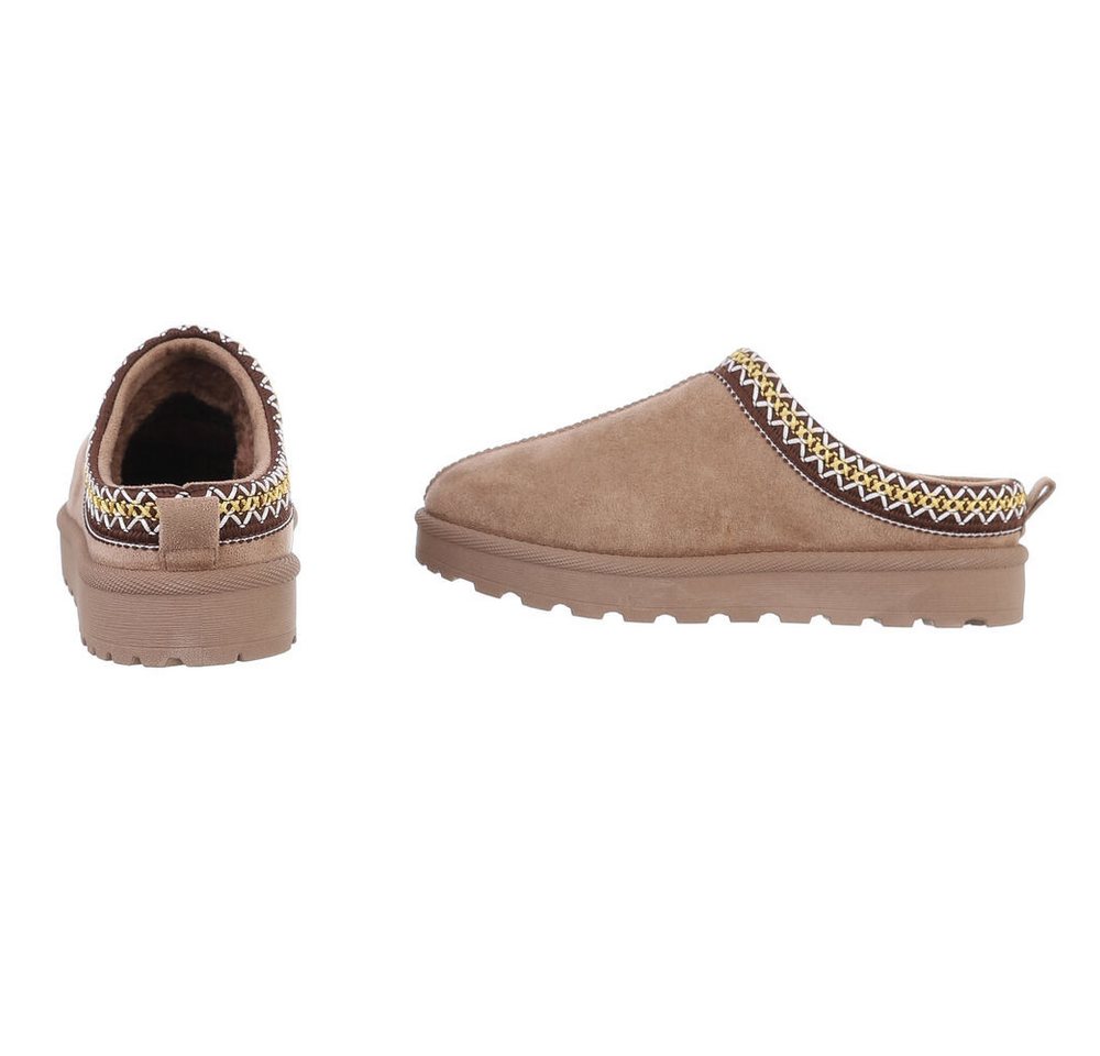 Ital-Design Bequeme Clogs für Damen mit dekorativen Details Snowboots (90457947) Flach Flache Stiefeletten in Hellbraun Bild 2