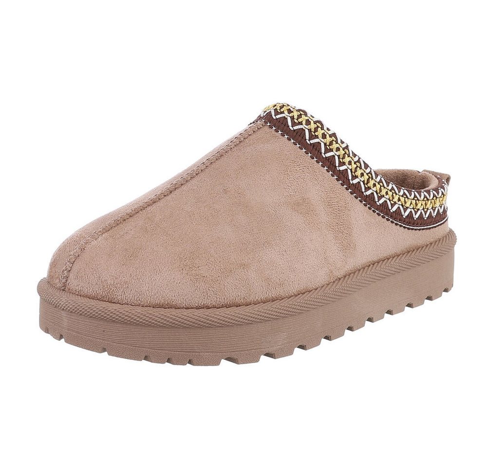 Ital-Design Bequeme Clogs für Damen mit dekorativen Details Snowboots (90457947) Flach Flache Stiefeletten in Hellbraun Bild 4