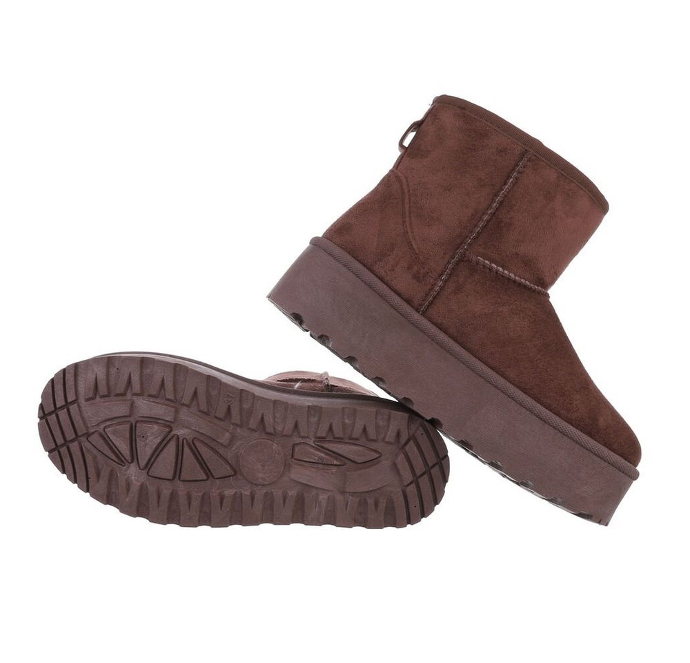 Ital-Design Bequemer Schaftschuh für Damen – stilvoll und warm Snowboots (84456534) Flach Plateaustiefeletten in Braun