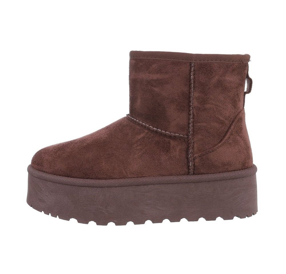 Ital-Design Bequemer Schaftschuh für Damen – stilvoll und warm Snowboots (84456534) Flach Plateaustiefeletten in Braun Bild 3
