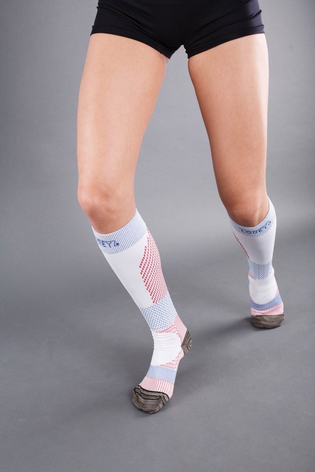 Lorey Medtec Laufsocken Damen Sport Kompressionsstrümpfe weiß 15–20 mmHg, Kniestrümpfe