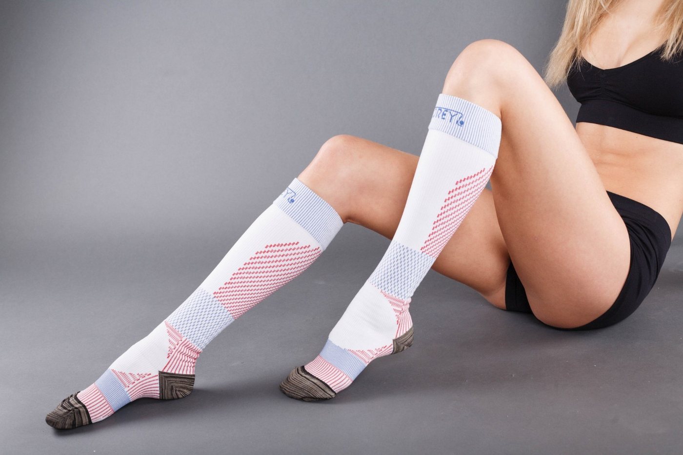 Lorey Medtec Laufsocken Damen Sport Kompressionsstrümpfe weiß 15–20 mmHg, Kniestrümpfe Bild 5