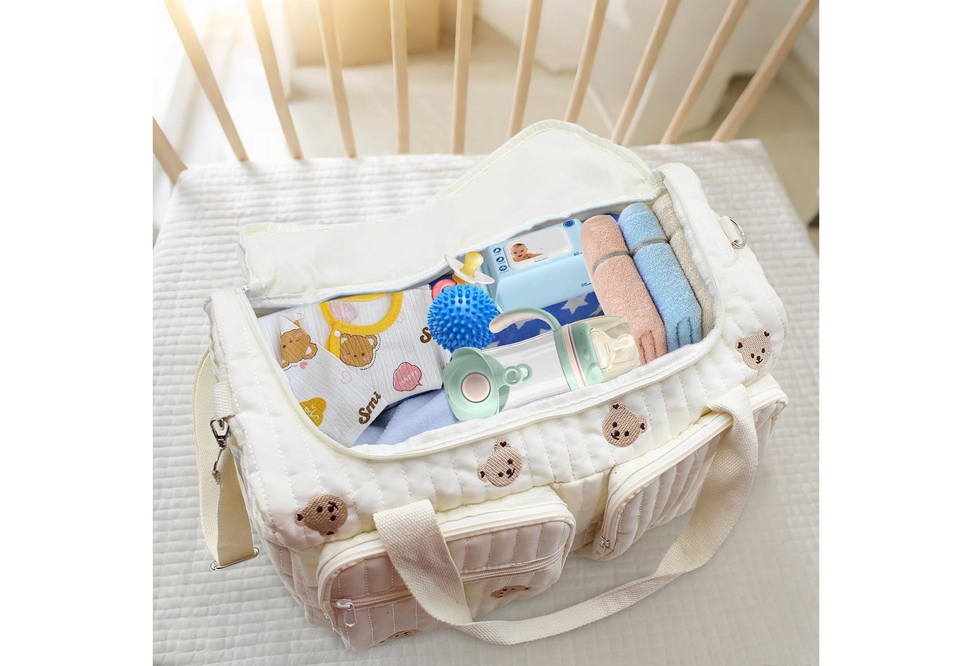 wohnTRAUM24 Wickeltasche Kliniktasche Geburt 48x26x22 Kinderwagen Tasche Wickeltasche Organizer, Babytasche Lässig Wickelrucksack für Krankenhaus Reisen Kinderwagen Bild 4