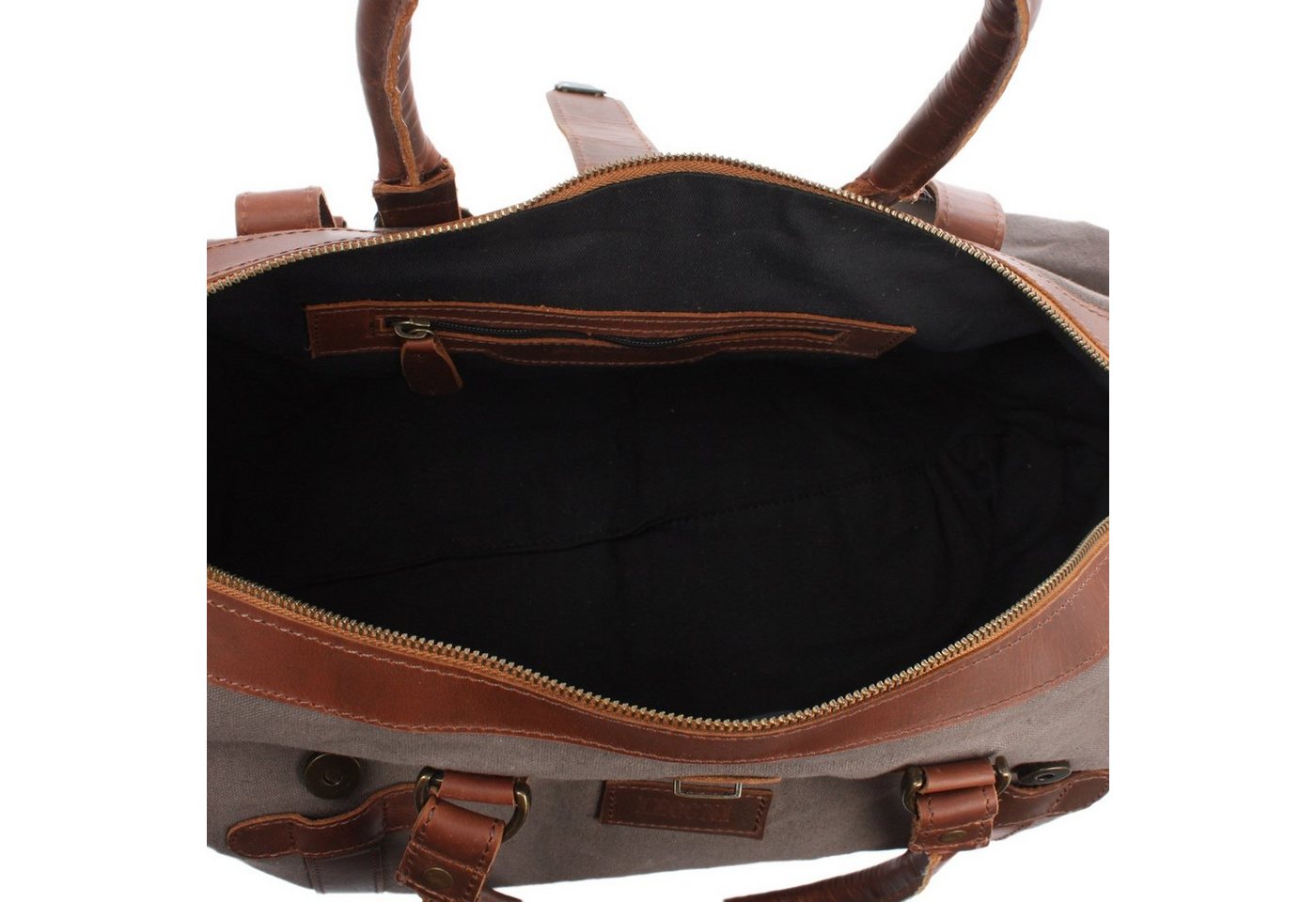 LECONI Weekender klein Handgepäck Damen Herren Leder Canvas LE2008, Canvas & Leder – Innenfach mit Zipper – 45×30×20 cm Bild 2