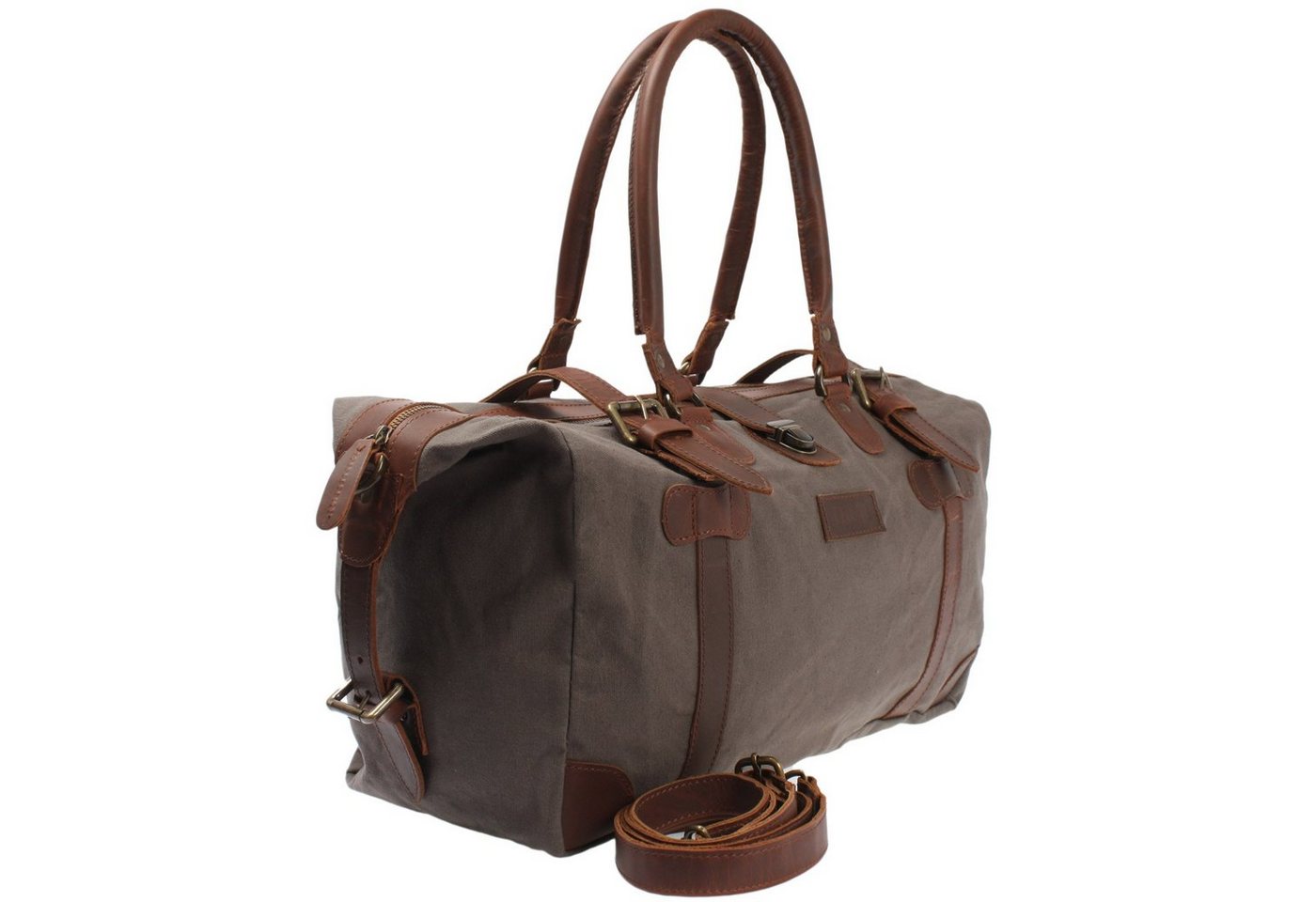 LECONI Weekender klein Handgepäck Damen Herren Leder Canvas LE2008, Canvas & Leder – Innenfach mit Zipper – 45×30×20 cm Bild 4