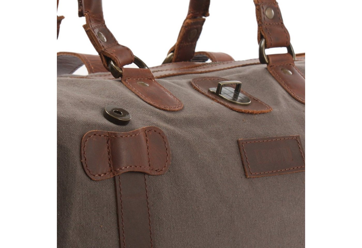 LECONI Weekender klein Handgepäck Damen Herren Leder Canvas LE2008, Canvas & Leder – Innenfach mit Zipper – 45×30×20 cm Bild 5