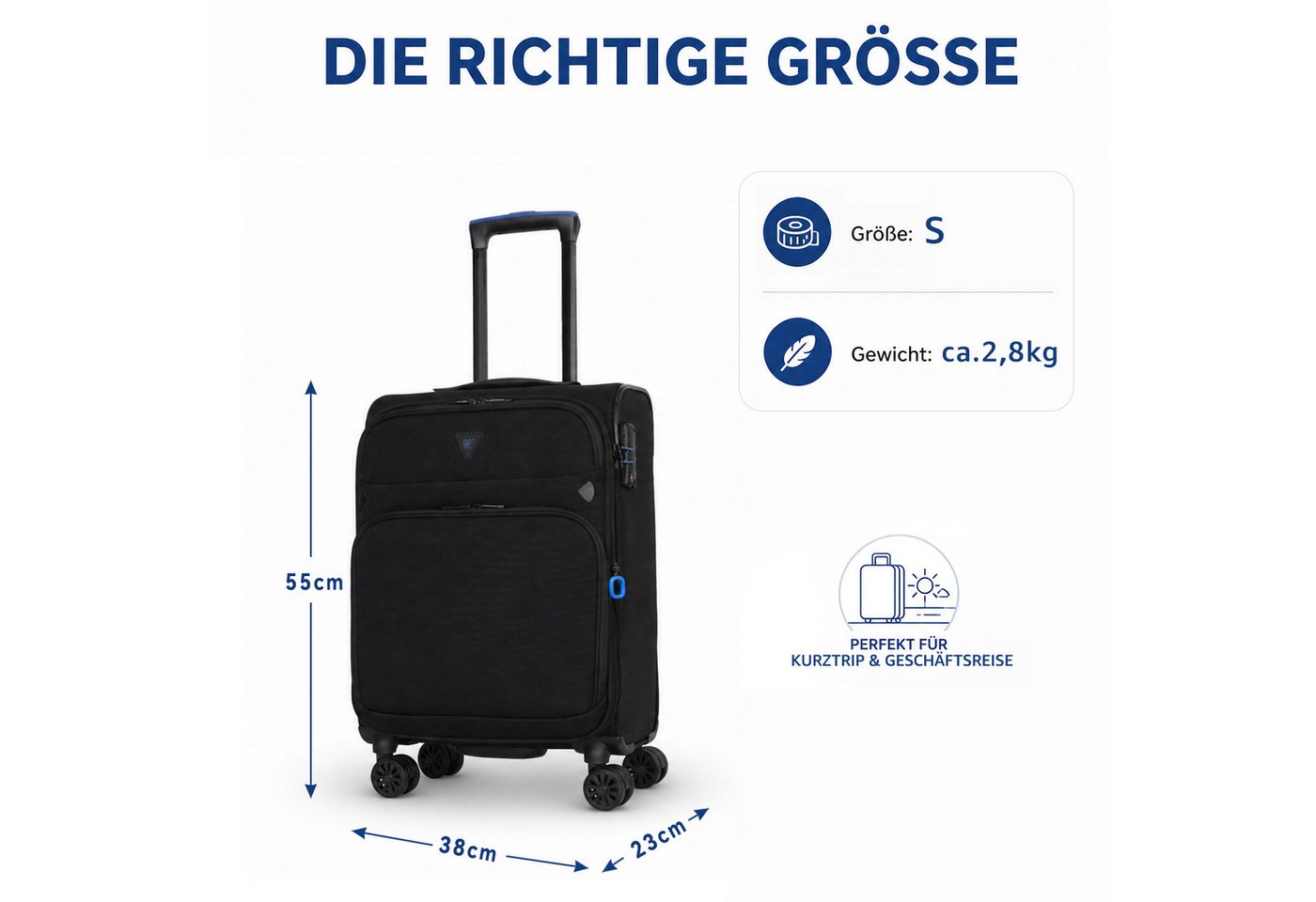 Verage Koffer Erweiterbar Weichschalenkoffer Breeze, Stoffkoffer mit, 4 Rollen,Volumenerweiterung,TSA-Zahlenschloss, Handgepäckkoffer S/M/L/Set Bild 3
