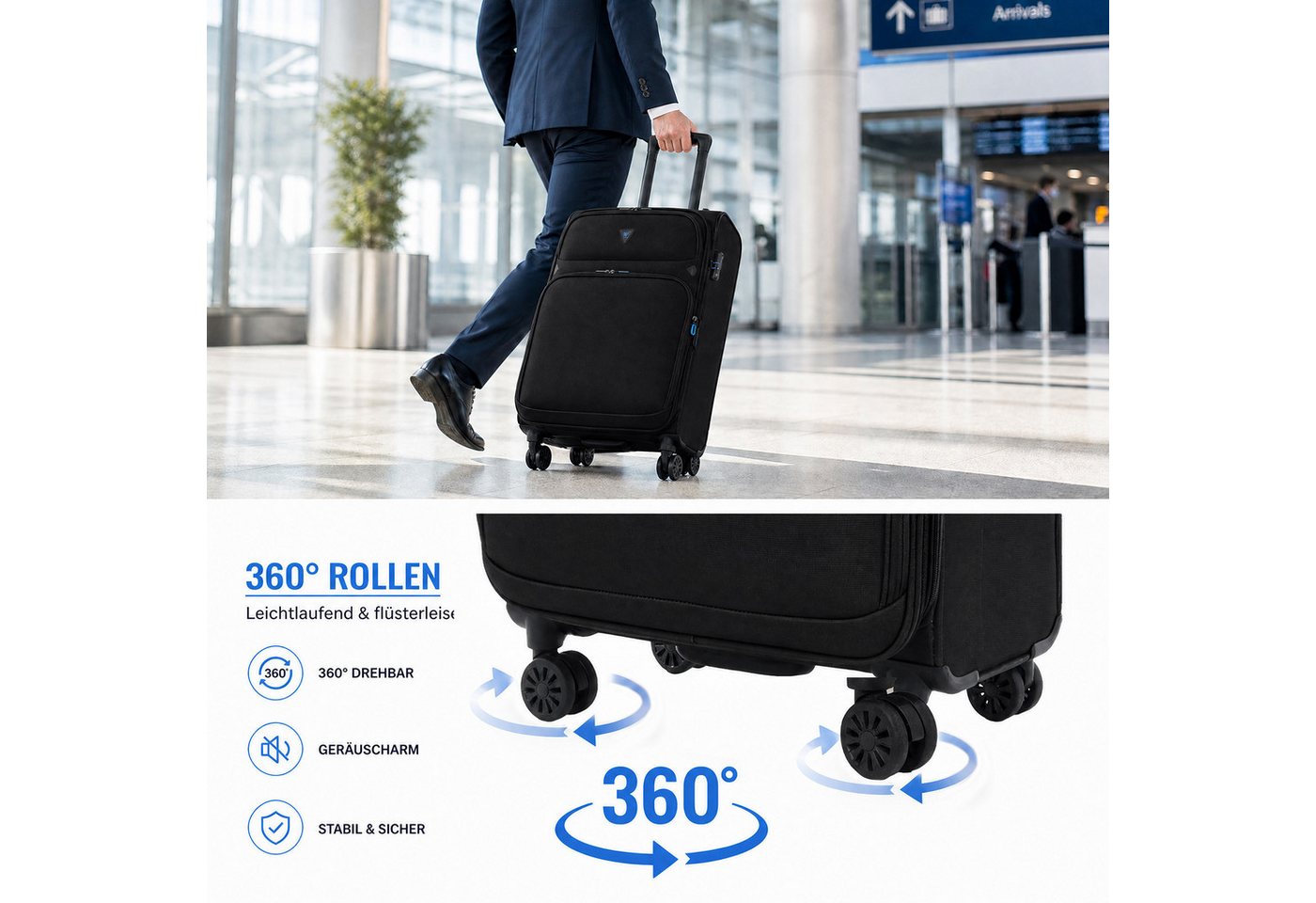 Verage Koffer Erweiterbar Weichschalenkoffer Breeze, Stoffkoffer mit, 4 Rollen,Volumenerweiterung,TSA-Zahlenschloss, Handgepäckkoffer S/M/L/Set Bild 4