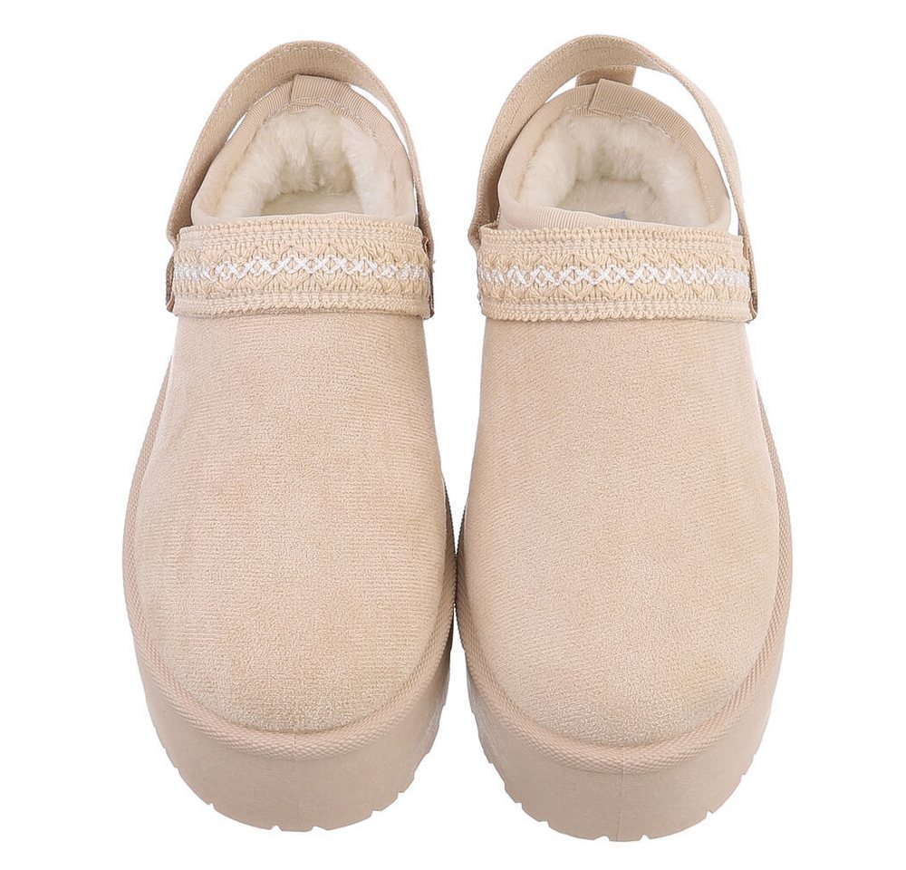 Ital-Design Bequeme Freizeitschuhe mit Riemen für Damen Snowboots (90169620) Flach Stiefeletten in Beige Bild 2