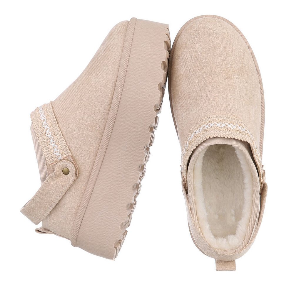 Ital-Design Bequeme Freizeitschuhe mit Riemen für Damen Snowboots (90169620) Flach Stiefeletten in Beige Bild 3