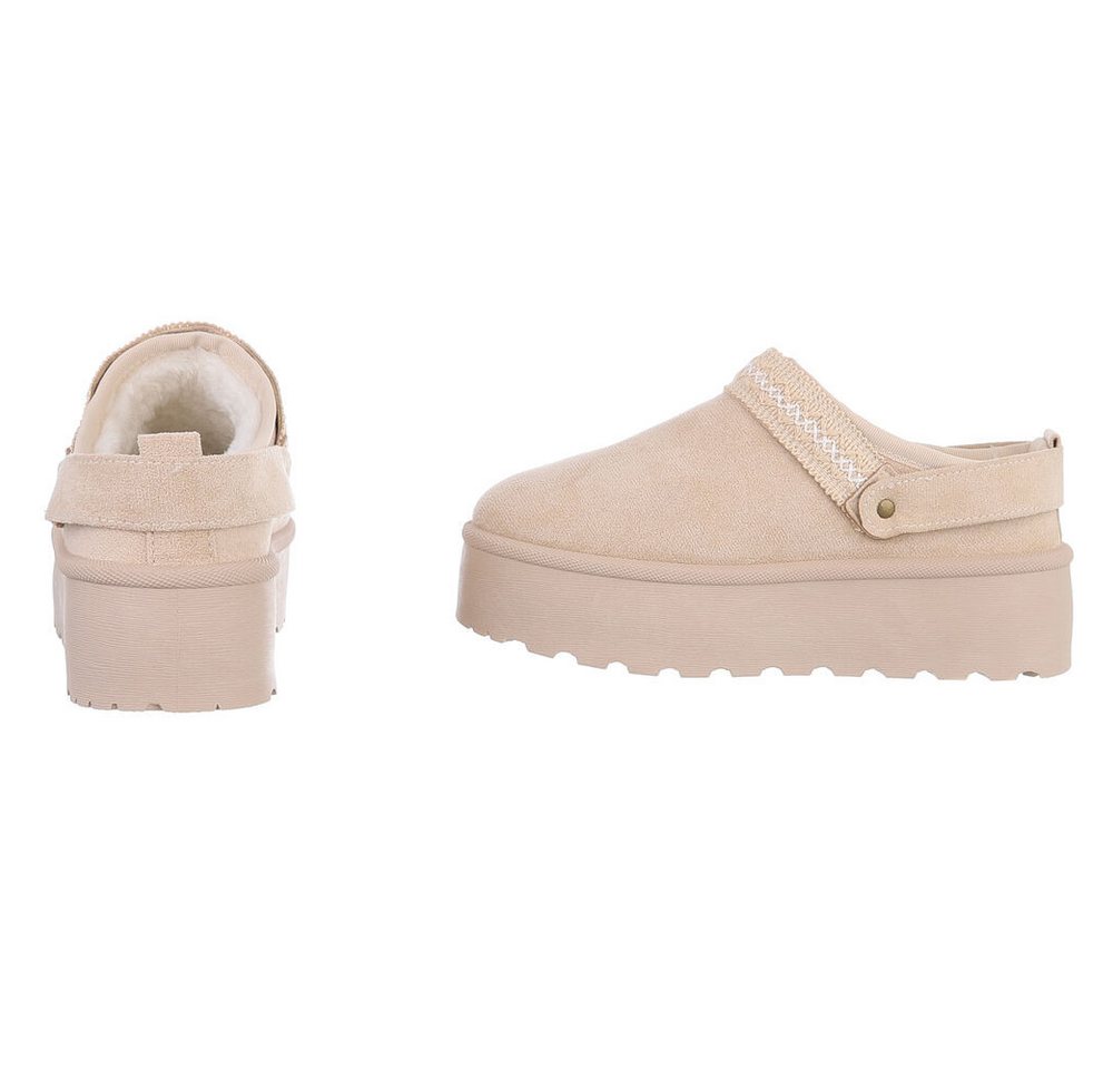 Ital-Design Bequeme Freizeitschuhe mit Riemen für Damen Snowboots (90169620) Flach Stiefeletten in Beige Bild 4