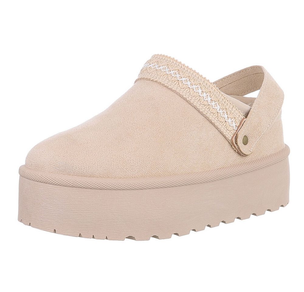 Ital-Design Bequeme Freizeitschuhe mit Riemen für Damen Snowboots (90169620) Flach Stiefeletten in Beige Bild 5