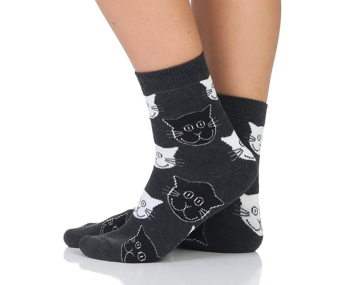 Sockenhimmel Thermosocken Damen Wintersocken Katzen Design warme Socken & Strümpfe 2fädig Vollfrotteefuß Bild 3