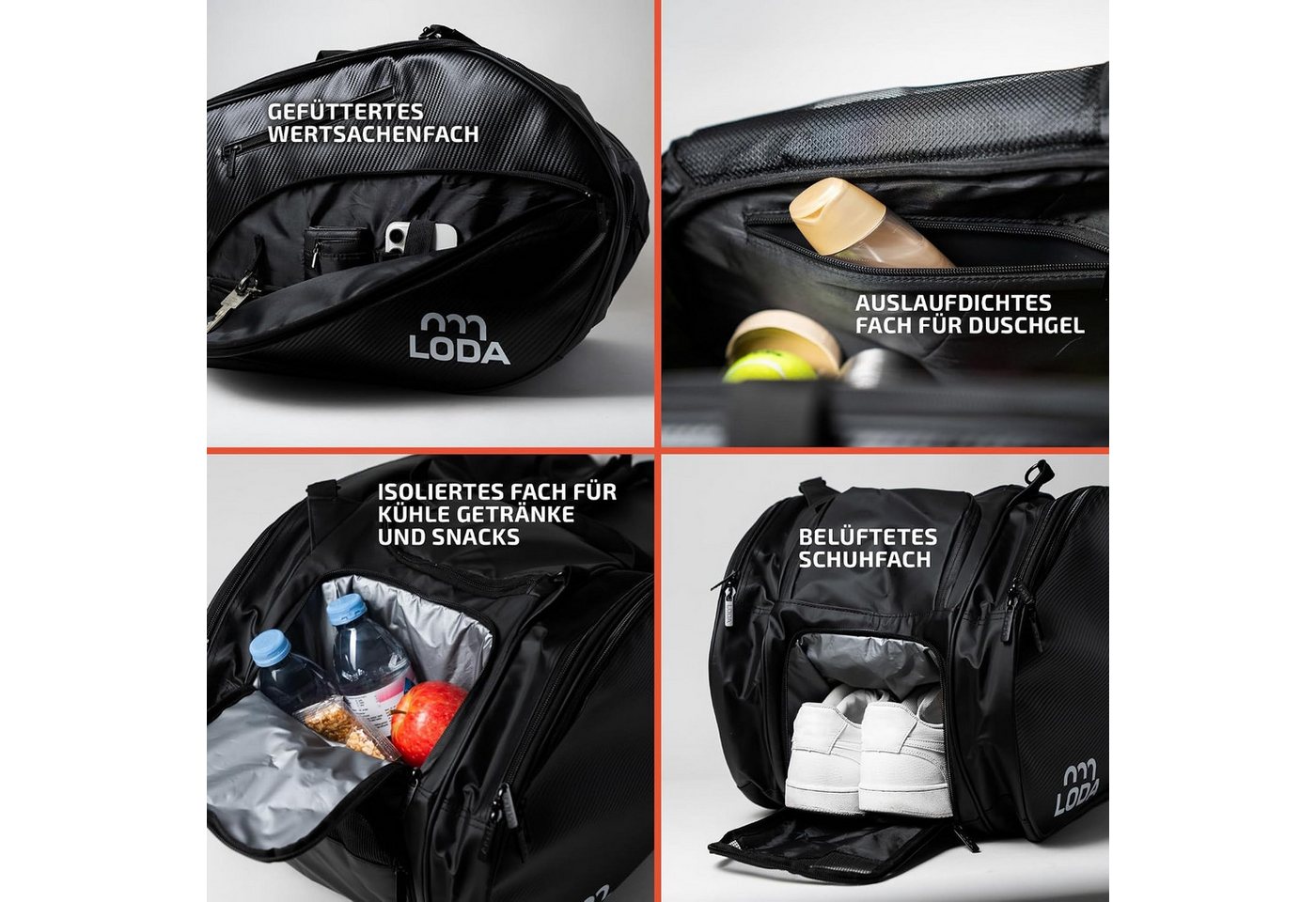 LODA sports Tennistasche Racket Pro (92L) - Tennistasche mit Platz für bis zu 6 Schläger, 75cm (L) x 35cm (B) x 35cm (H), 92 Liter Volumen Bild 4