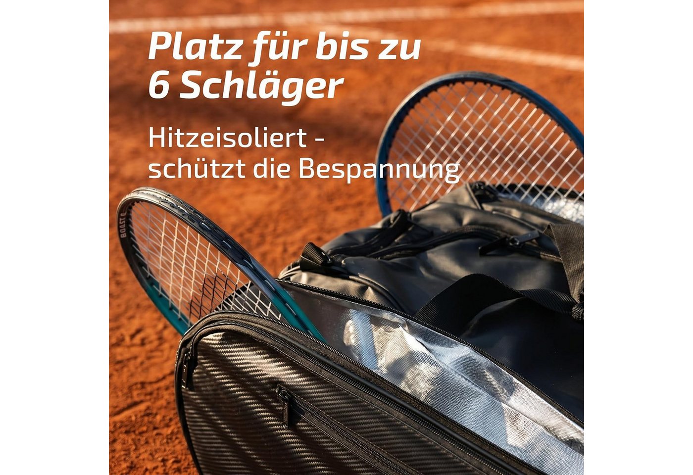 LODA sports Tennistasche Racket Pro (92L) - Tennistasche mit Platz für bis zu 6 Schläger, 75cm (L) x 35cm (B) x 35cm (H), 92 Liter Volumen Bild 5