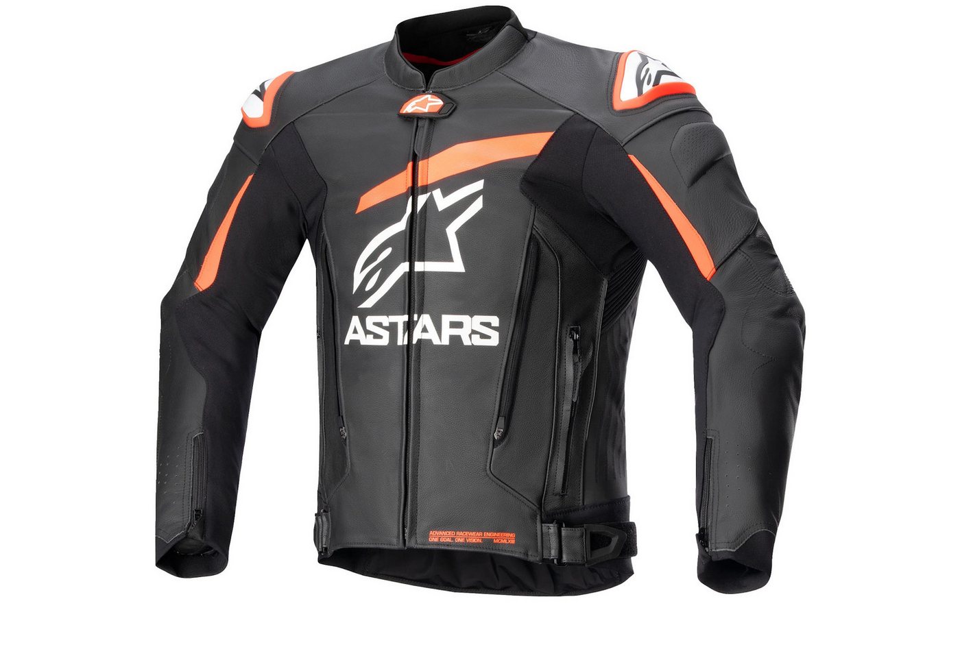 Alpinestars Motorradjacke Alpinestars GP Plus V4 Lederjacke Herren schwarz / fluo-rot / weiss motorrad lederjacke herren