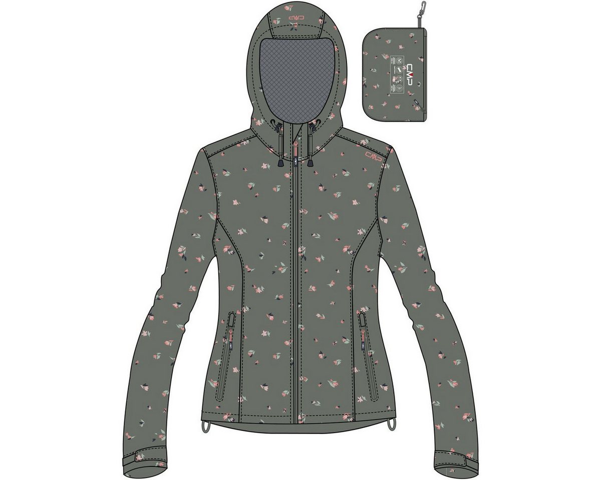 CMP Outdoorjacke Woman Jacket Fixed Hood Leichte Damenjacke für Outdoor-Abenteuer mit wasserdichter Clima