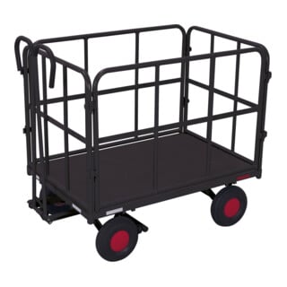 VARIOfit Handpritschenwagen mit 4 Rohrgitterwänden RAL 7016