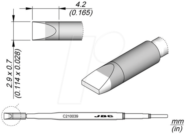 JBC C210039 - Lötspitze C210, C210039/2,9x0,7 mm, Meißel