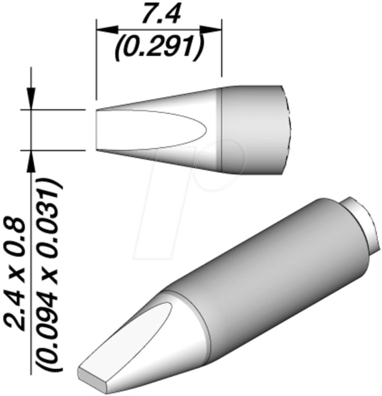 JBC C245155E - Lötspitze C245E, C245155E/2,4 x 0,8 mm, Meißelform
