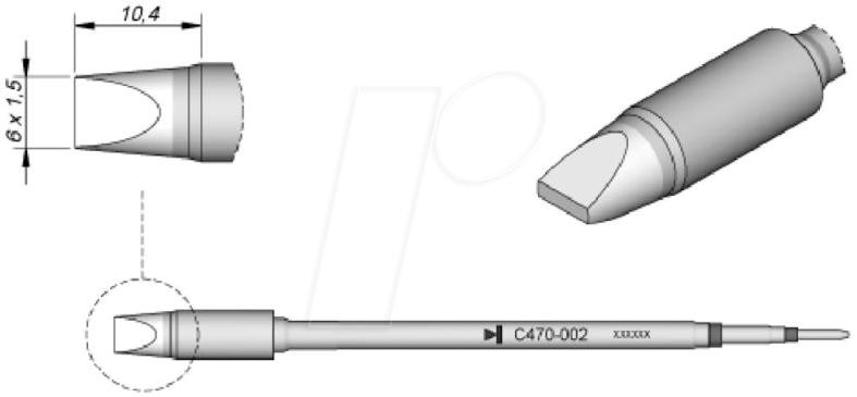 JBC C470002 - Lötspitze C470, Meißelform, C470002/6,0 x 1,5 mm, gerade