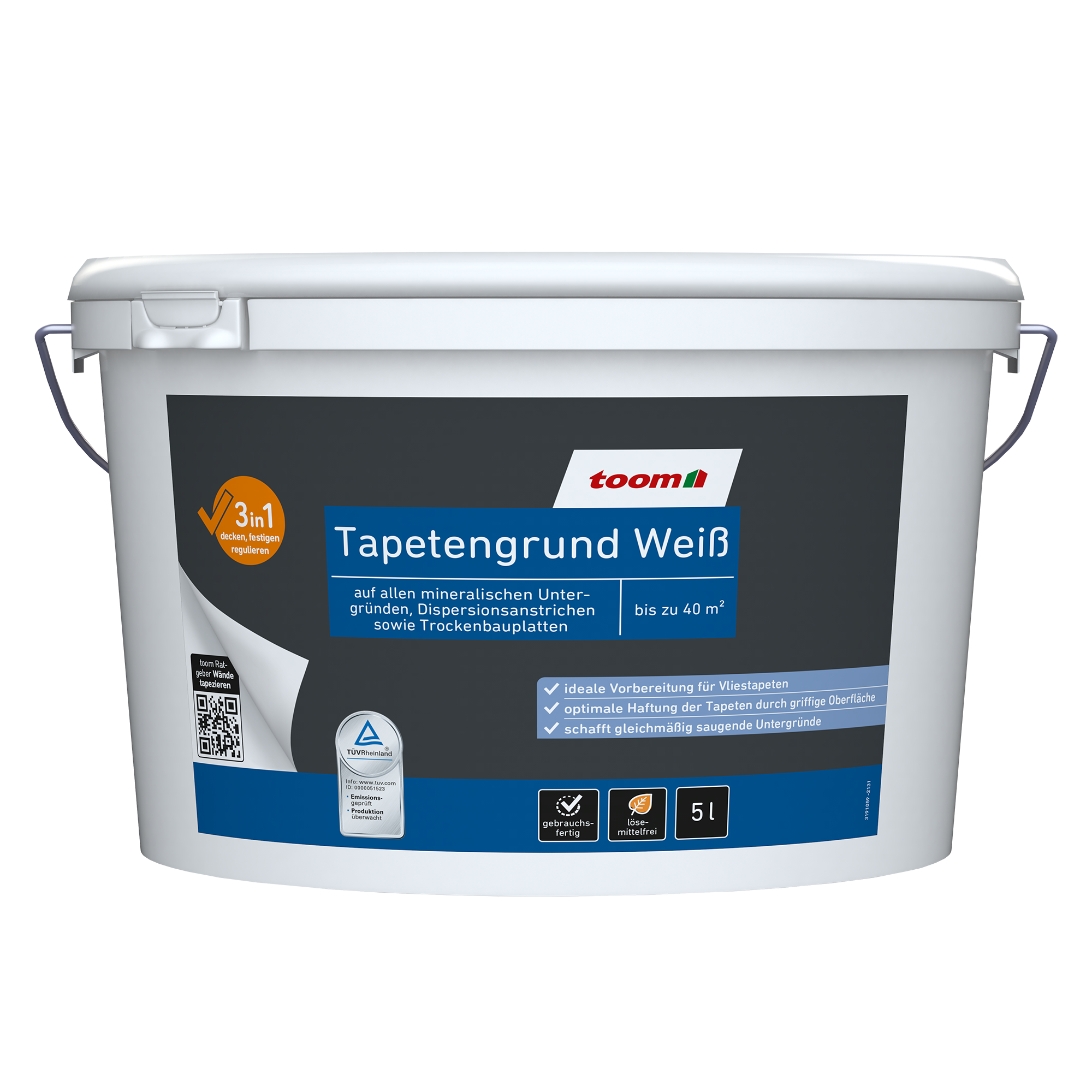 toom Tapetengrund weiß matt 5 l