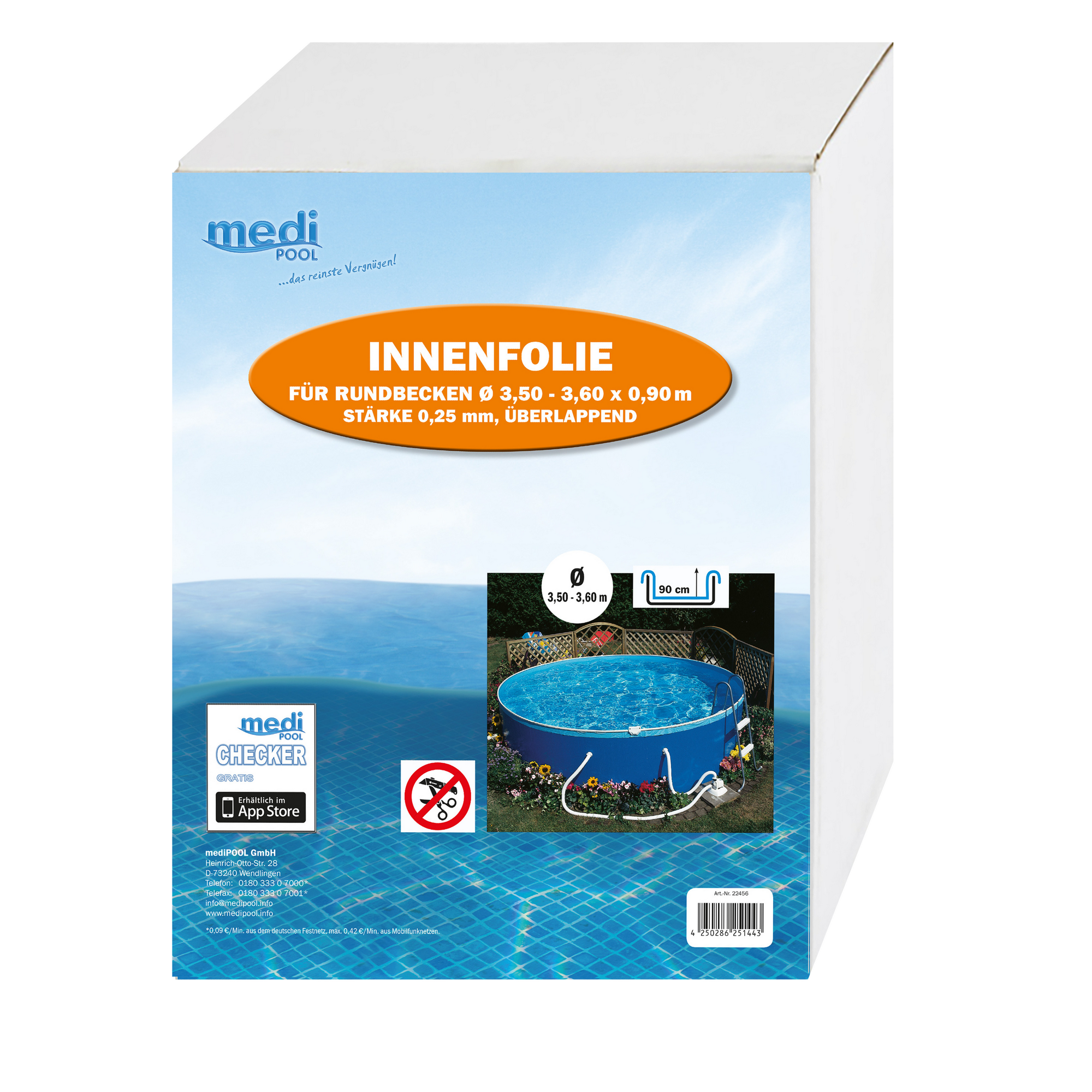 mediPOOL Innenfolie für Pools Ø 360 x 90 cm