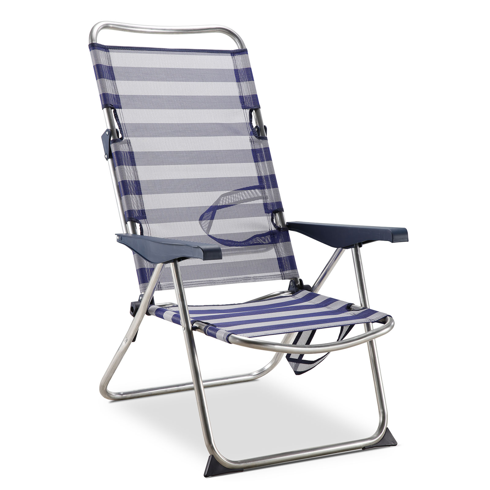 Strandliegestuhl Bett Klappbar Solenny Blau Und Weiß Mit Handgriffen 91x63x105 Cm 4 Positionen