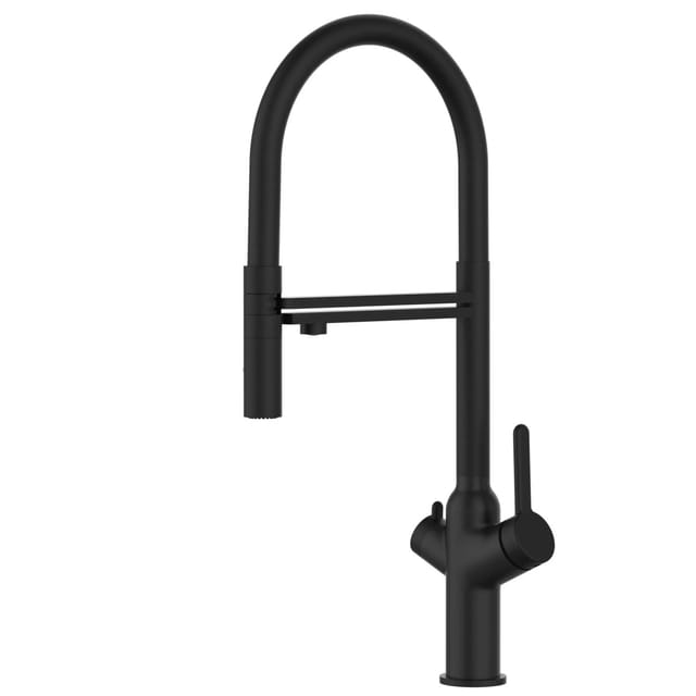 4 Wege Wasserhahn Kueche Spueltischarmatur Schwarz Matt Kuechenarmatur Mit Schwarz 360 Schwenkbarem Auslauf Und Abnehmbare 2 Strahl Handbrause - Bod Design