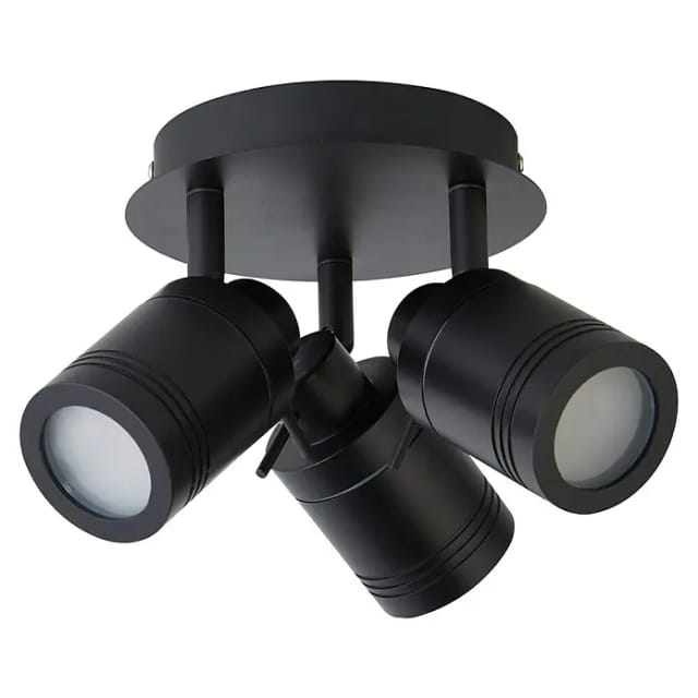 Deckenleuchte Spotrondell Spotlampe 3-flammig Edelstahl Schwarz Spots Verstellbar