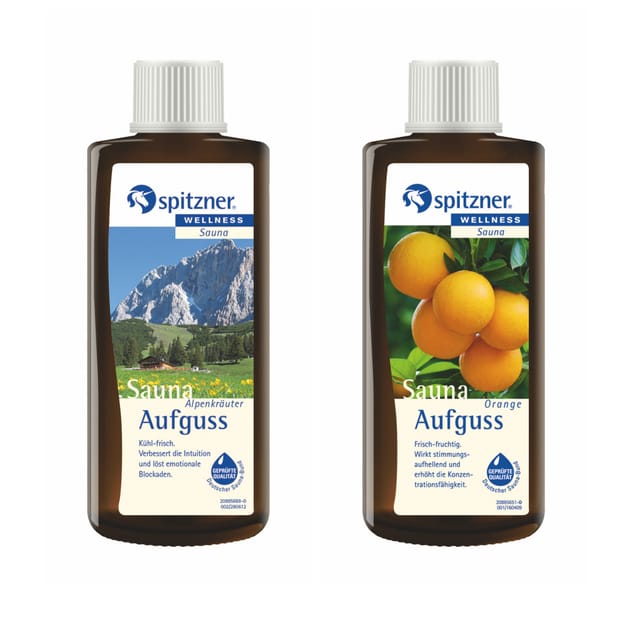 2 Düfte Alpenkräuter Und Orange Vorteilspack Saunaaufguss Mit Je 190 Ml - Spitzner
