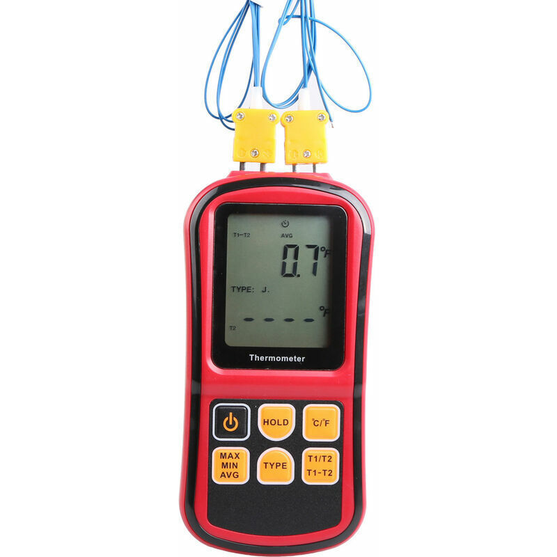 Amxcnoy Thermoelement-thermometer, Industriethermometer, Zweikanal-thermometer – Temperaturmessgerät – Lcd-hintergrundbeleuchtung