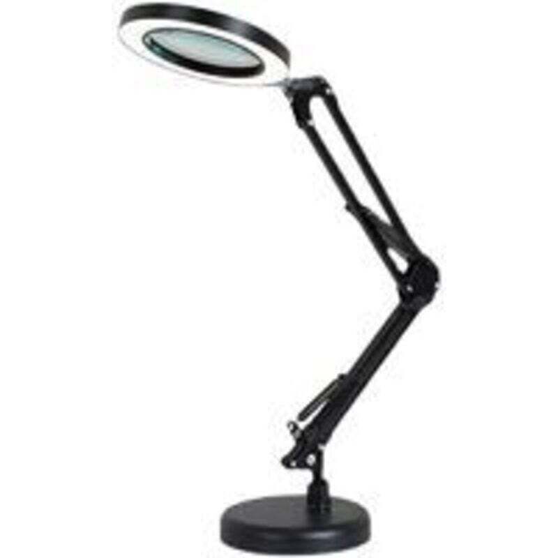 Amxcnoy 5-fache Led-lupenleuchte, Tischlupenleuchte Mit Verstellbarem Schwenkarm, Glaslinse, Für Wartungsarbeiten, Basteln, Lesen, Nähen, Schwarz