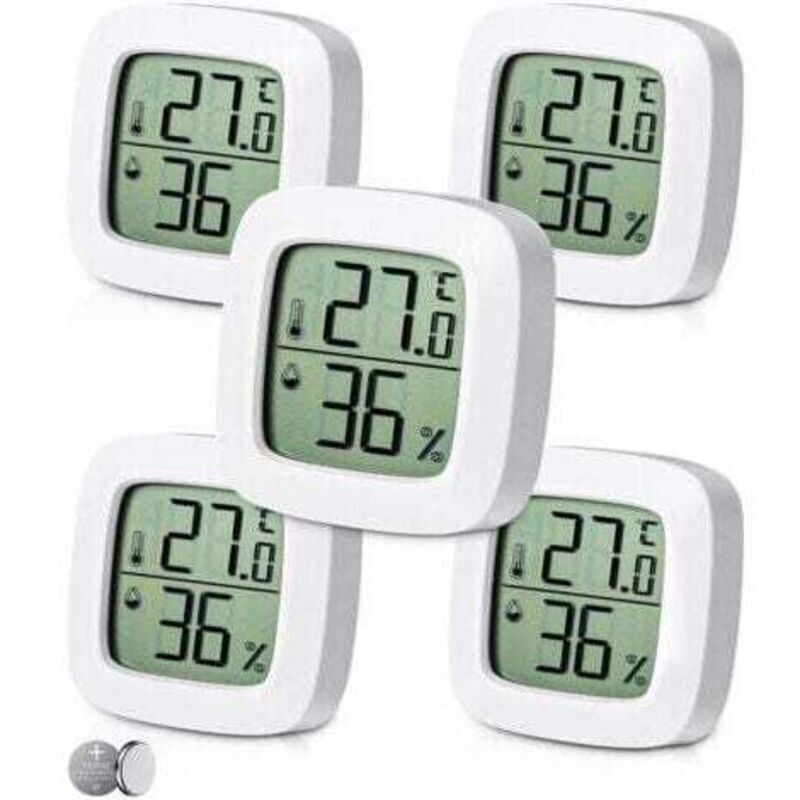Amxcnoy 5-teiliges Digitales Thermometer-hygrometer-set Für Innenräume, Komfortstufenanzeige, Kleines, Hochpräzises Digitales Thermometer-hygrometer, Babyzimmerthermometer Für Wohnzimmer, Lagerraum, S