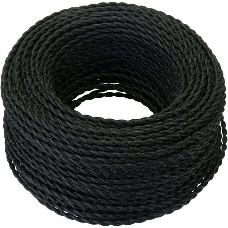 Amxcnoy 10m Textil-elektrokabel, Retro-gedrehtes Geflochtenes Hanfseilkabel 2x0,75 Mm², 2 Gedrehte Litzen, Für Diy-pendellampen/schwarz..