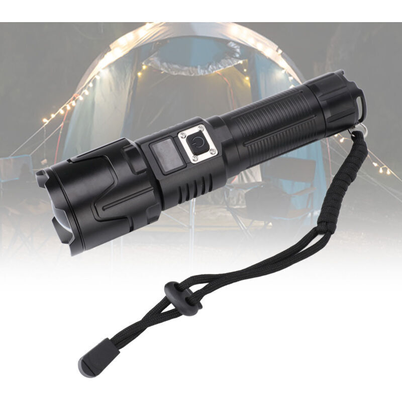 Amxcnoy Superhelle Taschenlampe Mit 3 Modi, Zoomfunktion, Ipx4 Wasserdicht, Wiederaufladbar, Led-taschenlampe Mit Lcd-bildschirm Für Camping Und Wandern