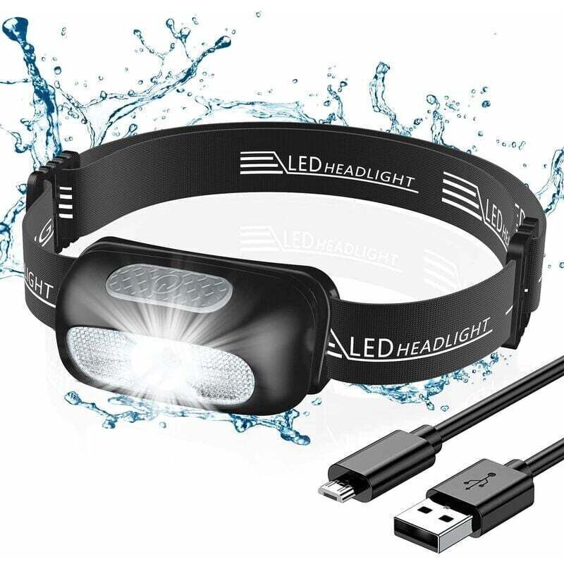 Amxcnoy Stirnlampe, Leistungsstarke Wiederaufladbare Stirnlampe Mit 5 Leuchtmodi, Ipx4 Wasserdicht, Tragbare Led-stirnlampe Mit Rotlicht Zum Angeln/camping/radfahren/wandern,
