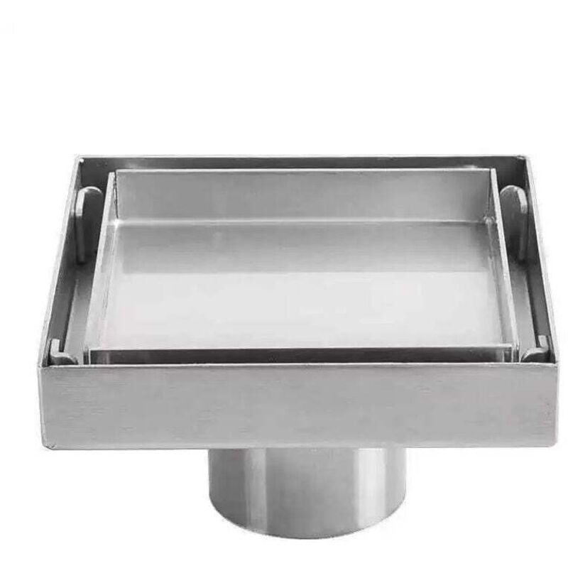 Amxcnoy 10x10cm Quadratischer Bodenablauf Aus Edelstahl 304 – Verdickter, Geruchsneutralisierender Ablauf Für Bad Und Küche – Einfache Installation
