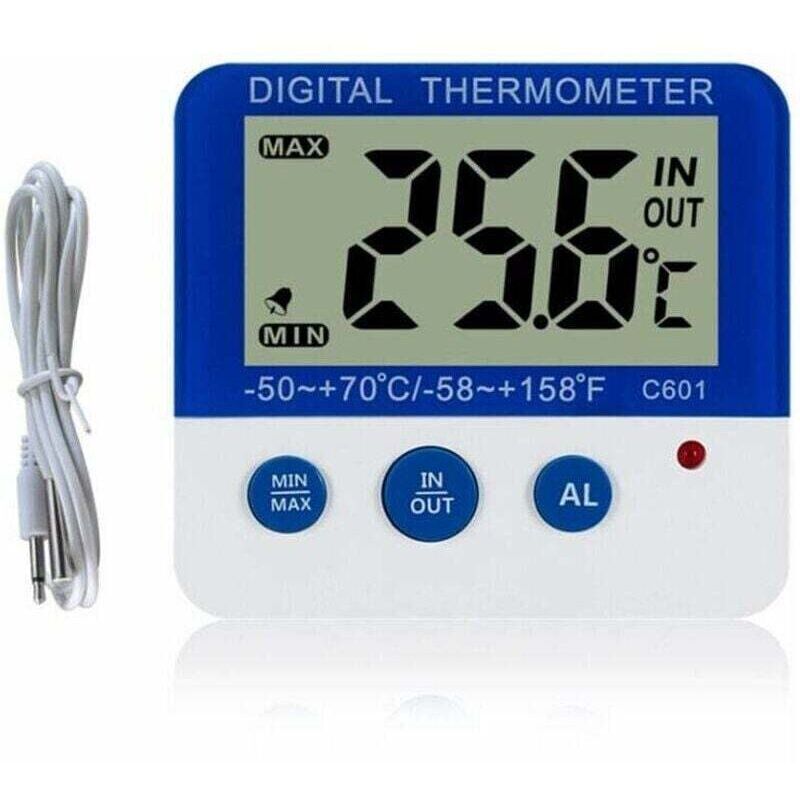 Amxcnoy Digitales Kühlschrankthermometer Mit Alarm Und Gut Lesbarer Lcd-anzeige Für Maximal- Und Minimaltemperatur,