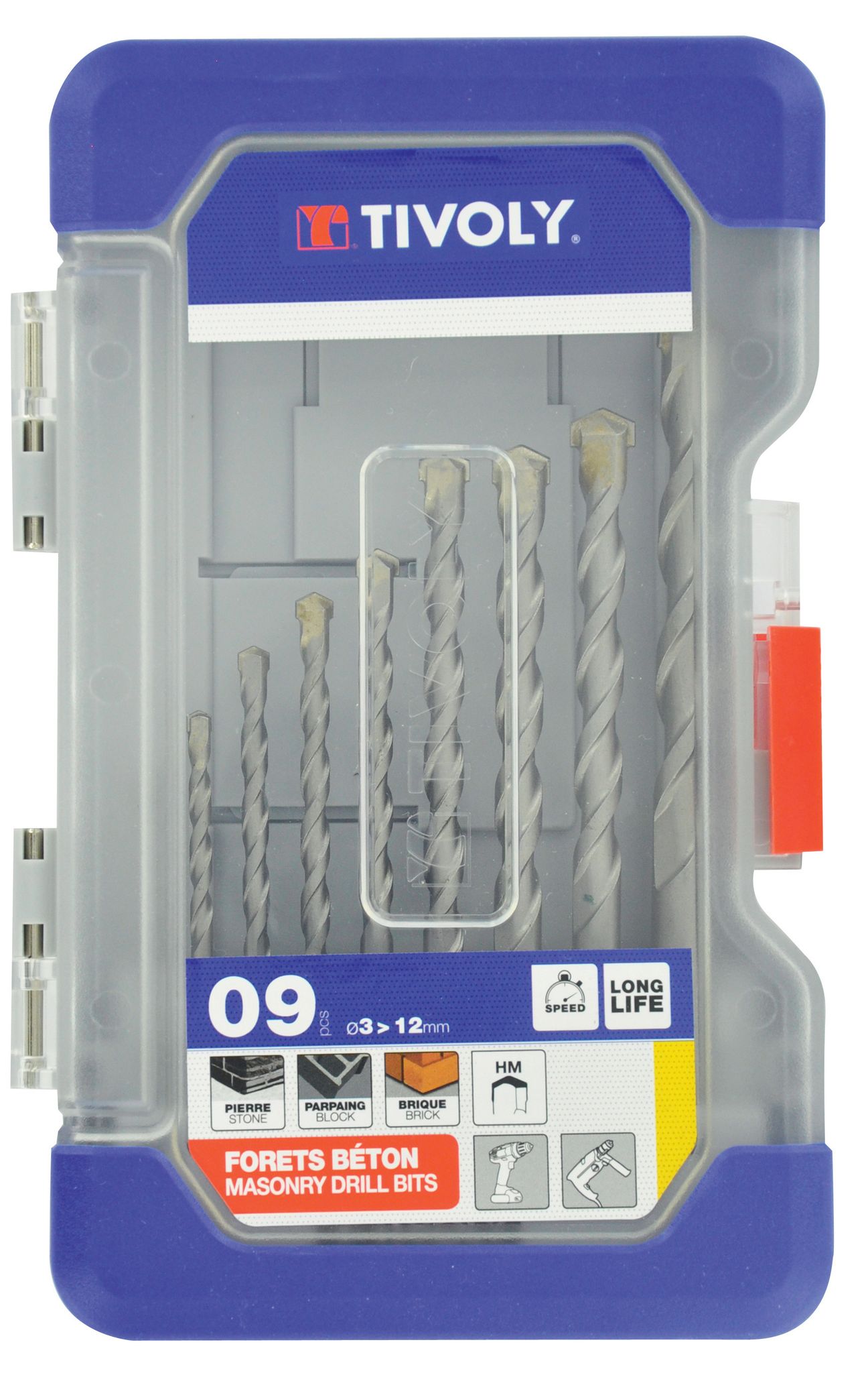 Tivoly - Koffer Mit 9 Betonbohrern Ø 3 Bis 12 Mm
