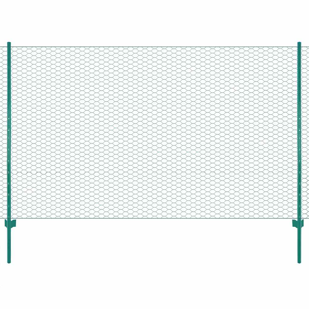 Vidaxl Wire Mesh Fence With Posts Steel 25x1,5 M Green